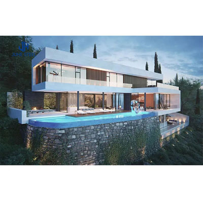 Prefab villa met keramische tegels vloer modern ontwerp hotel lichtgewicht staal structuur