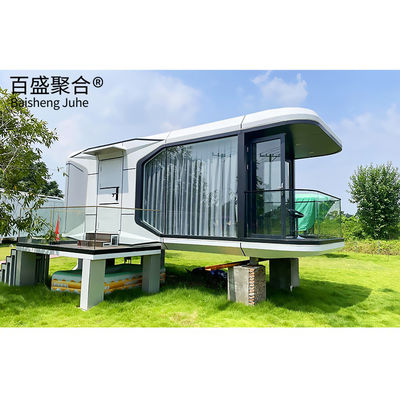 Villa Landschapsdecoratie Prefabricated Movable Apple Capsule House met terras