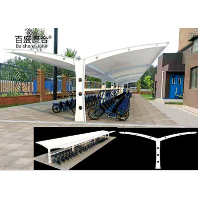 PVDF PTFE Tensile Membrane Stof Groot staal frame Automatische luifel voor 3 auto's Parkeerplaats